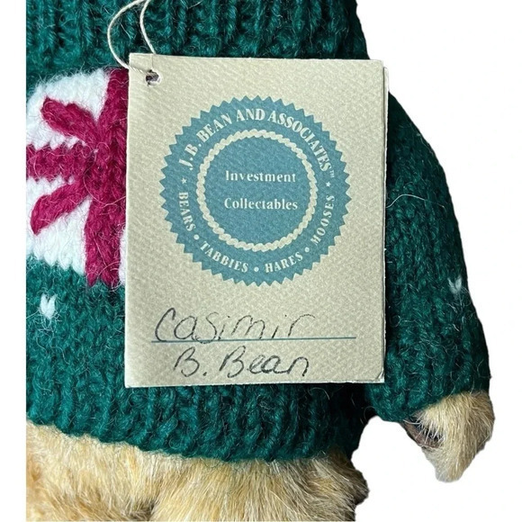 Boyds Bears Plush Casimir B Bean Retired Christmas Valentines 2 Sweaters 10" NWT - Picture 6 of 10